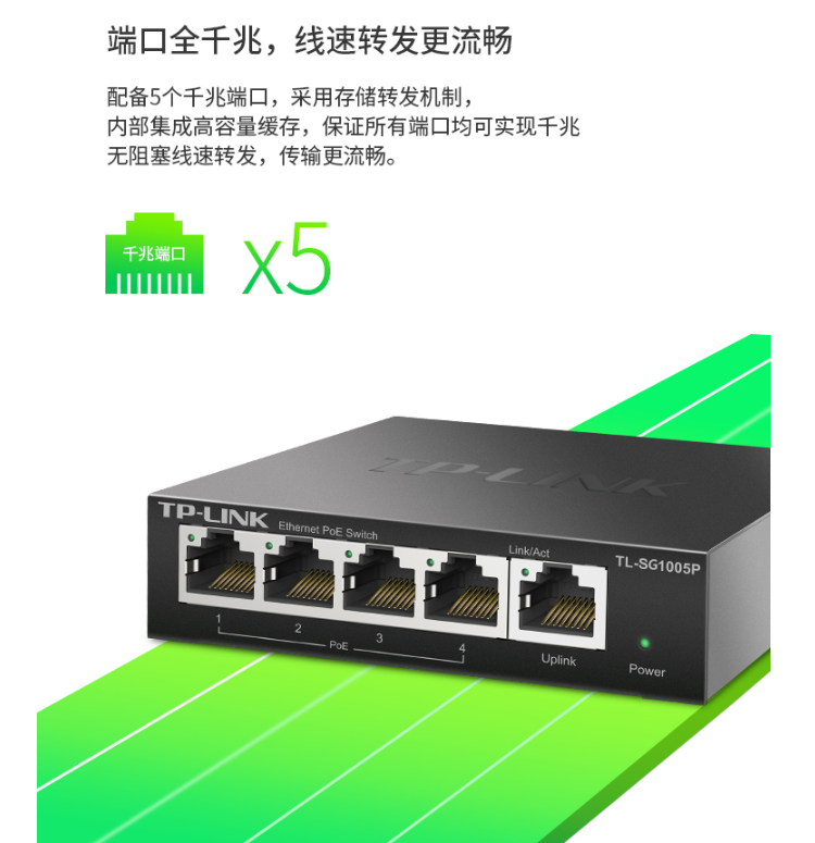 TP-LINK 5口全千兆以太網(wǎng)PoE交換機(jī)