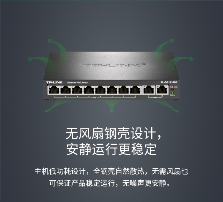 普聯(lián) 10口全千兆以太網(wǎng)PoE供電交換機(jī)